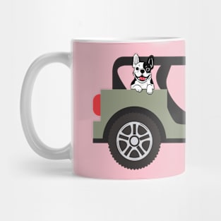 Dog peeking out of the car Mug